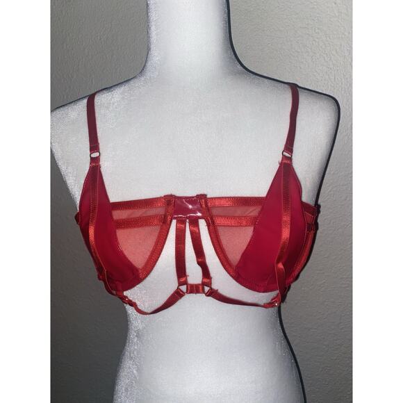 For Play Cut Out Bra M Red Vinyl Cosplay New Forplay - Picture 1 of 6